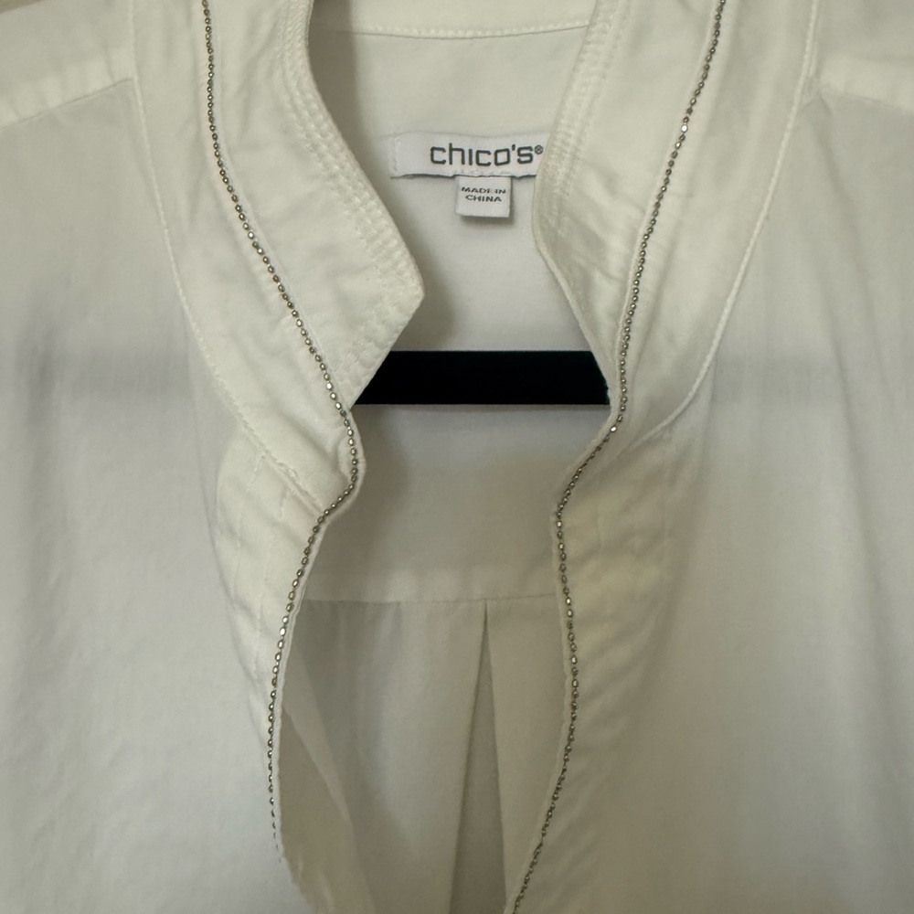 Women’s White Shirt with Silver Bead Detailing - Picture 3 of 6